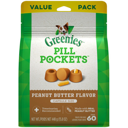 Greenies Pill Pockets Peanut Butter Flavor Capsules 60 count by Greenies Supply