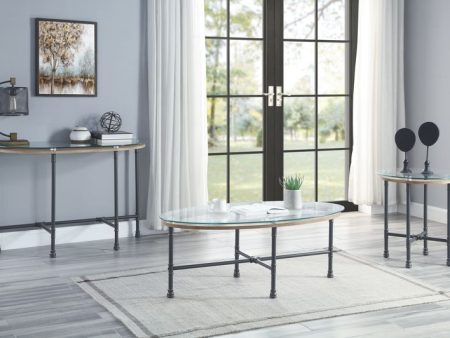 Brantley - Side Table - Clear Glass & Sandy Gray Finish Online Sale