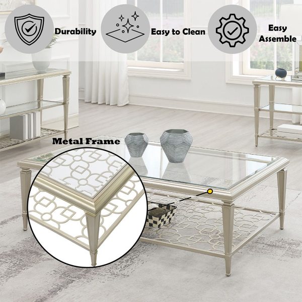 Zaba - Coffee Table - Glass Top & Silver For Discount