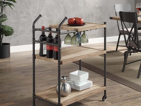 Brantley - Serving Cart - Oak & Sandy Black Finish Fashion