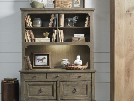 Americana Farmhouse - Credenza & Hutch - Light Brown Sale