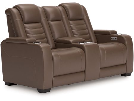 High Impact - Tobacco - Power Reclining Loveseat With Console   Adj Hdrst For Discount