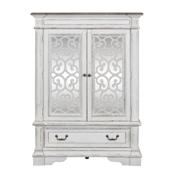 Abbey Park - Mirrored Door Chest - White For Cheap