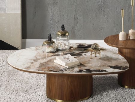 Willene - Coffee Table With Ceramic Top - Walnut For Discount