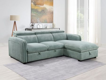 Zavala - Sectional Sofa With Sleeper & Storage - Light Green For Sale