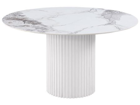 Acadia - Round Sintered Stone Top Dining Table - White Online Sale