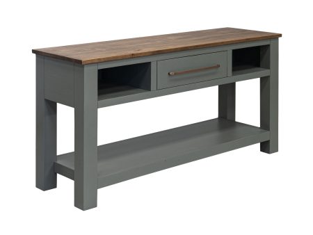 Alban - 1 Drawer Sofa Table - Sage Green & Brown For Sale