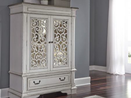 Abbey Park - Mirrored Door Chest - White For Cheap