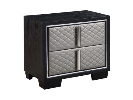 Nicola - Nightstand - Silver PU & Black Finish Sale