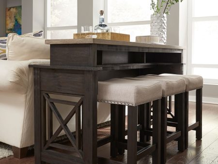 Heatherbrook - 4 Piece Console Set (1 Console 3 Stools) - Black For Sale