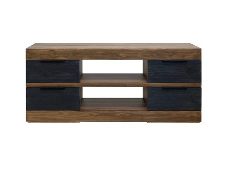 Tuxedo - TV Stand - Satin Black   Brown Hot on Sale