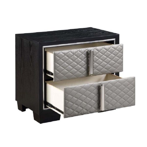 Nicola - Nightstand - Silver PU & Black Finish Sale