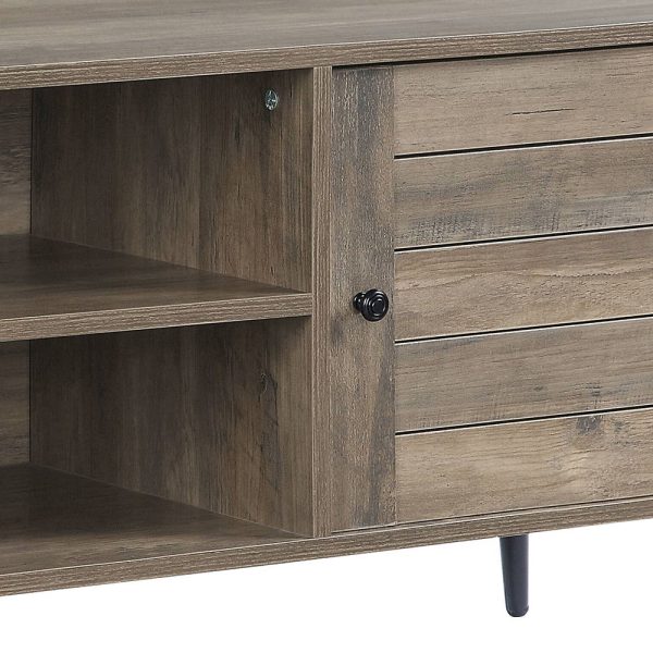 Baina II - TV Stand - Rustic Oak & Black Finish For Sale