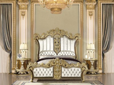 Desiderius - Eastern King Bed - Antique Gold & Hand Painted Brown Online Sale