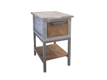 Mita - Chairside Table - Honey Brown   Light Gray For Discount