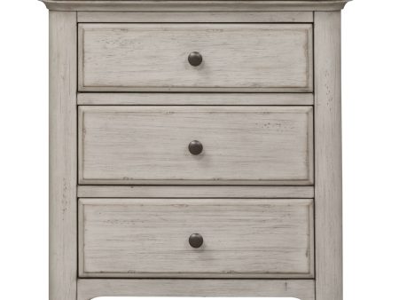 Farmhouse Reimagined - 3 Drawer Nightstand With Charging Station - White Online