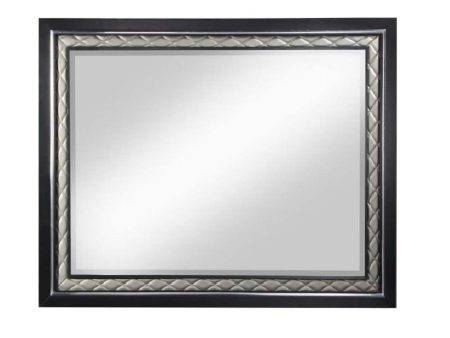 Nicola - Mirror - Silver PU & Black Finish Discount