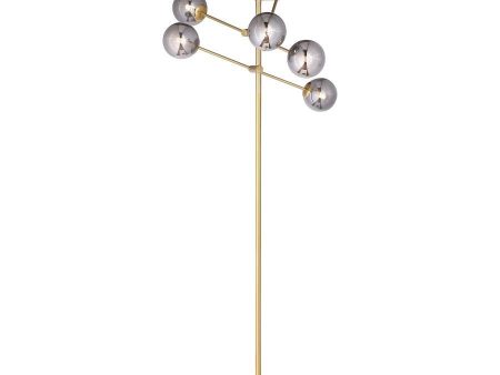 Exline - Molecular Smoked Orb Metal Floor Lamp - Gold For Cheap