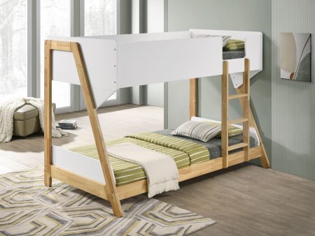 Wyatt - Wood Twin Over Twin Bunk Bed - White And Natural Online Hot Sale