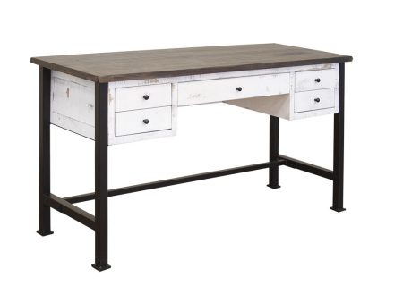 Pueblo White - Desk - Antiqued White   Brown Sale