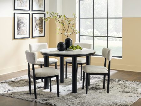 Xandrum - White   Black - 5 Pc. - Round Dining Room Table, 4 Side Chairs For Discount