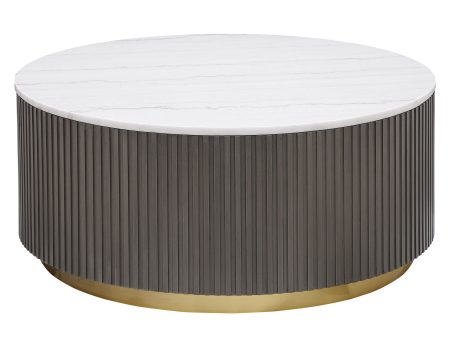 Jason - Round Marble Top Coffee Table - White And Charcoal Online