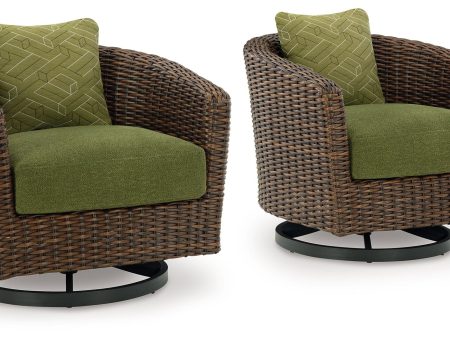 Horizon Hall - Brown   Green - Swivel Lounge With Cushion Online now