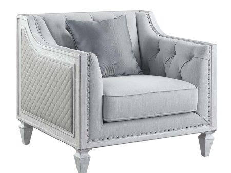 Katia - Chair - Light Gray Linen & Weathered White Finish Online now