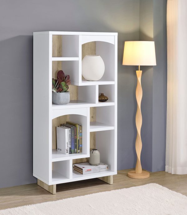 Dalton - 6-Shelf Bookcase - White And Distressed Pine Hot on Sale