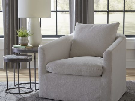 Saxton - Upholstered Swivel Accent Chair - Ivory Online Sale