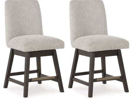 Burkhaus - Beige   Dark Brown - Upholstered Swivel Barstool (Set of 2) Online