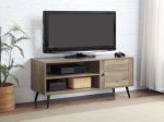 Baina II - TV Stand - Rustic Oak & Black Finish For Sale