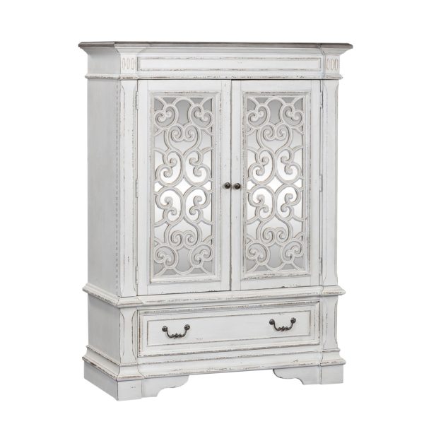 Abbey Park - Mirrored Door Chest - White For Cheap