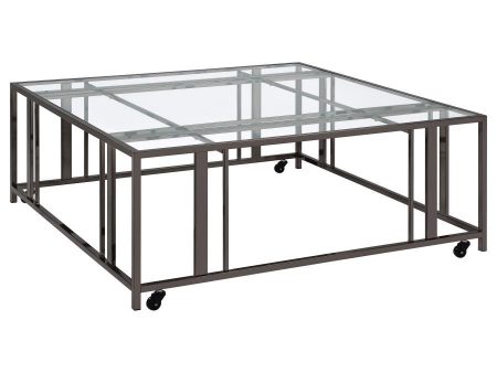 Adri - Square Glass Top Coffee Table With Casters For Discount