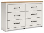 Linnocreek - White   Warm Brown - Six Drawer Dresser Online Hot Sale