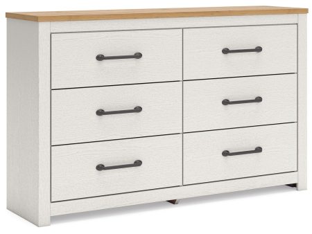 Linnocreek - White   Warm Brown - Six Drawer Dresser Online Hot Sale