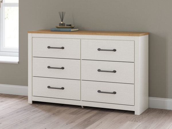 Linnocreek - White   Warm Brown - Six Drawer Dresser Online Hot Sale