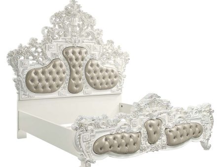 Vanaheim - Eastern King Bed - Beige PU & Antique White Finish Online