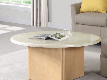 Qwin - Coffee Table With Marble Top - Oak on Sale