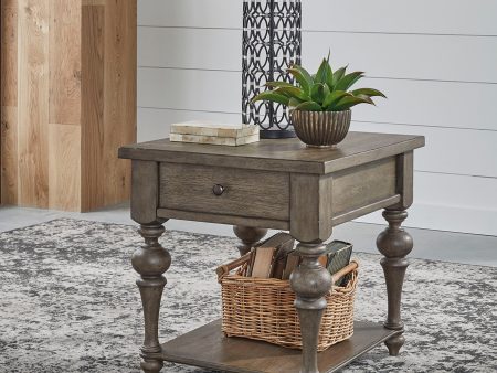 Americana Farmhouse - Drawer End Table - Light Brown For Sale