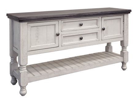 Stone - Sofa Table With 2 Drawer   2 Doors   Shelf - Antiqued Ivory   Weathered Gray Hot on Sale