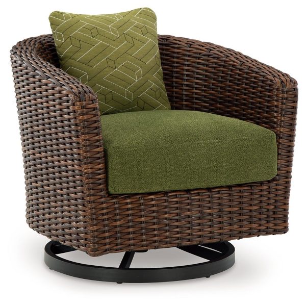 Horizon Hall - Brown   Green - Swivel Lounge With Cushion Online now