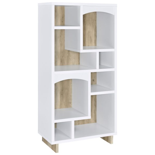 Dalton - 6-Shelf Bookcase - White And Distressed Pine Hot on Sale