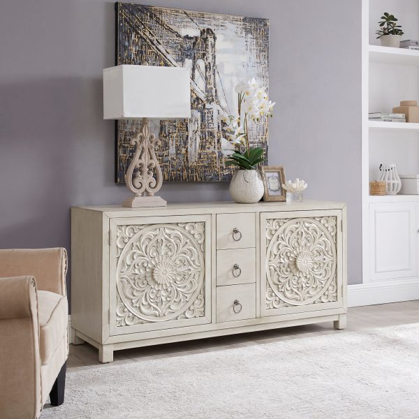 Sundance - 2 Door 3 Drawer Wood Accent Cabinet - White For Cheap