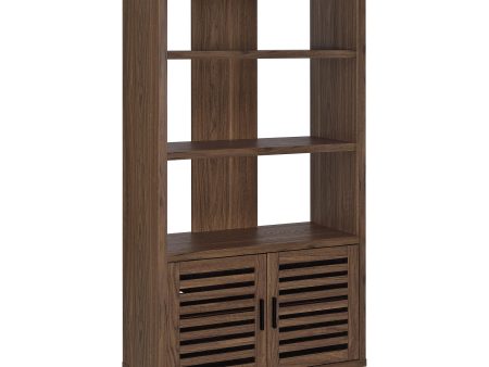 Maddox - 3-Shelf Cabinet Bookcase - Walnut For Discount