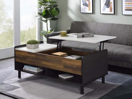 Axel - Coffee Table - Marble, Walnut & Black Finish Online Hot Sale