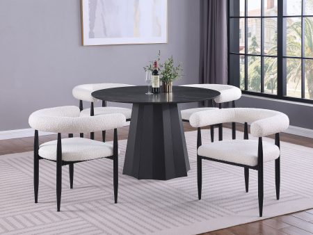 Camden - 5 Piece Round Faux Marble Top Dining Table Set - Black Cheap