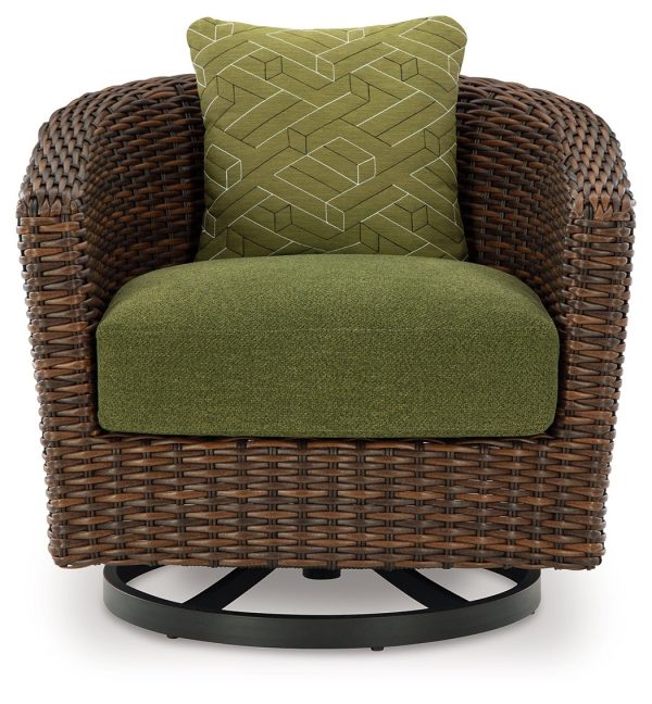 Horizon Hall - Brown   Green - Swivel Lounge With Cushion Online now