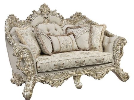 Danae - Loveseat - Fabric, Champagne & Gold Finish For Cheap