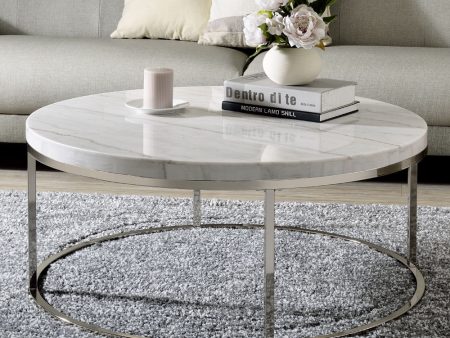 Zaidee - Coffee Table With Marble - Nickel Cheap